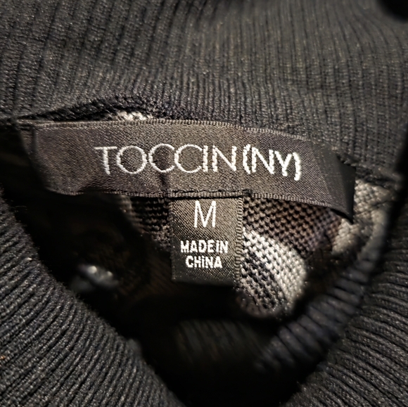 TOCCIN NYC Black & White Houndstooth Mock Neck Sweater Size M - Picture 2 of 5